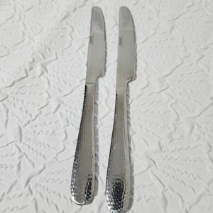Cambridge Butter Dinner Knife Stainless Steel Silverware Colonial Hammered set 2